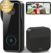Wireless Doorbell Camera with Chime No Subscription PIR Motion Detect IP66 WiFi