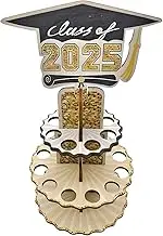 Money Roll Holder,Graduation Money Cake - Wooden Double Layer Congrats Grad Party Supplies with 20 Holes for College Graduates Ceremony Decoration