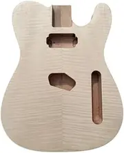 YoungMonic Unfinished Electric Guitar Body Replacement Mahogany Flame Maple Veneer Guitar For Guitar Body Replacement (T-Style)