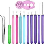 Paper Quilling Tools Slotted Kit, 12 Pack Different Sizes Rolling Curling Quilling Needle Pen Paper Cardmaking Project Tools Set for Paper Quilting Paper Flowers