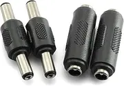 2pcs DC 5.5x2.1mm Male to Male Power Plug Connector & 2pcs DC 5.5x2.1mm Female to Female Power Jack Connector Adapter for CCTV