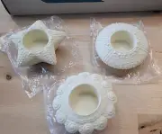 PARTYLITE "Sea Drifters" Bisque Porcelain Votive Holders P7103 Shells Starfish
