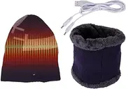 [BORATO] Winter Thermal Knitted Hat, Warm Thermal Electric Knitted Heated Beanie Hat, Soft Neck Warmer Scarf & Heating Hats Set for Hiking, Cold Weather, Fishing, Skating, Running