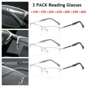 3 Pack Mens Designer Reading Glasses Anti Blue Light Spring Hinge Readers +1~4.0