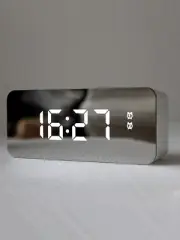 1Pc LED Electric Digital Alarm Clock, Plastic Mirror Surface Desktop Digital Clo