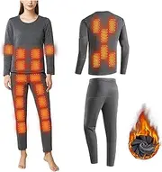 [IMYOGI] Cozy Heated Underwear Suit Temperature Control USB Electric Heated Underwear T-Shirts Winter Ski Wear for Outdoor Cycling Mountaineering