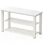 Wood Top Shoe Storage Bench for Entryway 29" White
