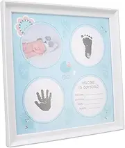 Baby Print Frame Kit Attractive Decorative Baby Handprint Footprint Kit Safe and Easy Documenting for Newborns (Blue)