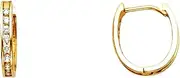 [JewelryWeb] 14k Yellow Gold CZ Simulated Diamond Hugging Earrings-Earrings 12x14mm Stud Earring for Women