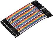 uxcell Female to Female 40Pin Breadboard Jumper Wire 2.54mm Pitch Ribbon Cable 10cm Long Electronics Breadboard Ribbon Cables for Breadboard Electronic Projects Pack of 1