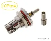 10-Pack BNC Bulkhead female RF Connector for RG316/RG174/LMR100 Coax wire