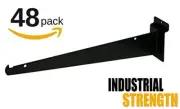 12" Slatwall Knife Shelf Brackets With Lip - Black 48pk
