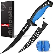 17cm Fillet Knife with Sharpener included. Flexible, stainless steel blade.