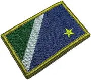 [BR44] BE0011V01 Mato Grosso do Sul Brazil Flag Embroidered Patch Gold Border Uniform Kart Kimono, Hook Fasteners Attach to Tactical Hats and Gears