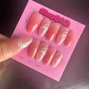 Almond-Shaped Pink & White Brushstroke Sparkling Minimalist Handcrafted Press-On Nails