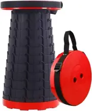 Collapsible Portable Chair Lightweight Retractable Folding Stool (Red)