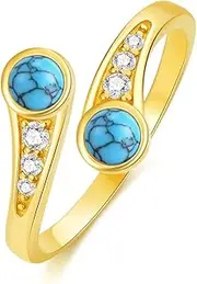 [Yafeeso] 14K Yellow Gold Adjustable Toe Ring for Women, Real Gold Gemstone Open Toe Rings Fine Summer Beach Foot Fine Jewelry Gifts for Mom Wife Nana Birthday Christmas Mother's Day