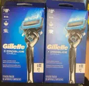 SET OF 2-Gillette ProGlide Chill Men’s 1 Razor Handle + 2 Blade Refills.