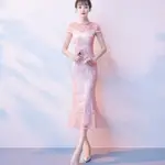 改良旗袍2024新款夏時尚魚尾氣質年輕款少女中式洋裝中國風長款