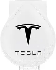 ONKENTET Sunglasses Holder Compatible with Tesla Model Y 3 X S Cybertruck Leather Magnetic Glasses Mount Holder Eyeglasses Sunglasses Clip Visor Sunglass Holder Accessories Gifts for Owners (White)