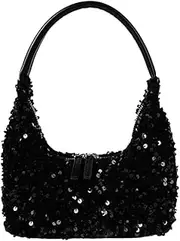 [STBTOO] Sparkly Shoulder Bag Purse for Women Bling Sequin Tote Bags Trendy Crescent Evening Bag Hobo Handbag Clutch