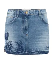 embroidered-flowers denim mini skirt IT40,IT42 Light denim