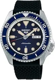 [SEIKO] Mens Automatic 5 Sports Silicone Strap Band Blue Dial Stainless Steel Watch