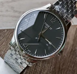 TISSOT Tradition 灰色錶盤 銀色不鏽鋼錶帶 石英 男士手錶 T0636101106700