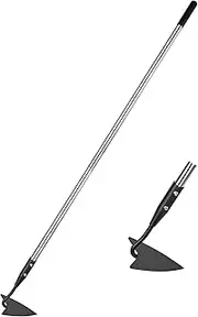 YEELOR Warren Hoe, Carbon Steel Triangle Garden Hoe with Stainless Steel 57"" Adjustable Long Handle, Heavy Duty Gardening Hand Tools Hoe for Ridging Weeding Digging Loosening Edging Soil, balck