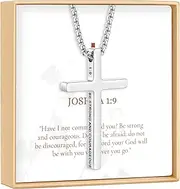[Ldurian] Easter Basket Stuffer Gifts Cross Chain for Men, Mens Cross Necklaces Inspirational Bible Verse Pendant Guys Necklaces, Stainless Steel Religious Christian Religious Gifts