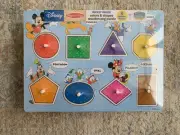 NEW Melissa & Doug Disney Wooden Peg Puzzle Set of 3 Alphabet Shapes Numbers