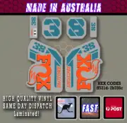 FOX style Factory 38 - 2021 Fork Decals Stickers Orange/slate blue Laminated