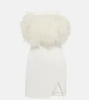 [David Koma] David Koma Feather-trimmed minidress AU 12 white