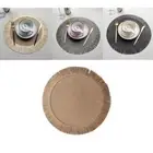 Simple Linen Jute Round Table Mat Heat Insulation Placemat Non-slip Mat