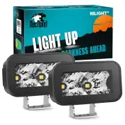 Nilight Motorcycle Led Pods 2PCS 3Inch 10W Flood Beam Square Mini Work Lights