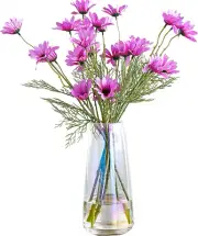 FANTESTICRYAN Modern Glass Vase Irised Crystal Clear Glass Vase for Home Office