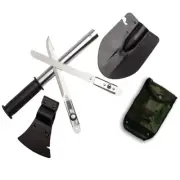 Camping Shovel Silver Steel Folding Multifunction Spade Survival Tools Saw Knife