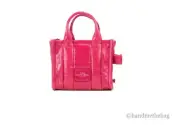 Marc Jacobs The Shiny Crinkle Micro Tote Magenta Leather Crossbody Bag