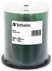100-Pak Verbatim Shiny-Silver 52X 80-Min CD-R’s, Verbatim 94970