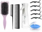 wxnzsl Curl Hair Brush Set with Curl Defining Brush, Wide Tooth Comb,Tail Comb,Hair Spray Bottle and Hair Clips for Women Men Hair Styling (white, 11in1)