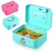 2 Pcs Money Box Cash Box with Lock and Slot Small Cash Box with Key Lock Port...