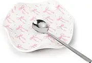 Koythin Spoon Rest for Stove Top, Ceramic Spoon Holder for Kitchen Counter, 5 Inch Spatula Rests for Kitchen Utensils, Cooking Housewarming Wedding (Pink Bow)