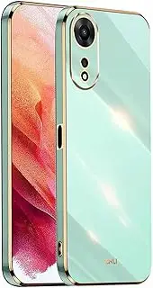 [WOBURN] Silicone Case for Oppo A78 5G Case, Mobile Phone Case Golden Galvanised Frame Thin Soft TPU Soft Shockproof Protective Cover Bumper - Green
