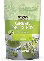 Dragon Superfoods Green Det'x Mix Spirulina, Chlorella, Barley Grass and Wheat Grass. 100% organic, gluten free and vegan-200g
