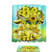 Cute Fantasy Creature Sunflower Lil Dragon Shower Curtain