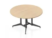 New Rapidline 1500mm Round Meeting Table Metal Base Melamine Natural Oak Top