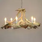 White Fallow Deer Antler Chandelier for 6 Lights in Round Shape