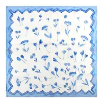 在飛比找momo購物網優惠-【LANVIN 浪凡】手繪風格花卉方型絲巾(藍色)