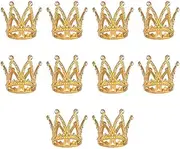 Ysyaxsyt 10 Pcs Tiny Baby Small Rhinestone Crown Gold Mini Crown Cake Topper for Flower Arrangements Shower Birthday Wedding Decor