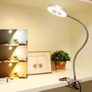 Dimmable Desk Lamp with Clip, 15 Brightness USB Clip Reading Light, Gooseneck Bo